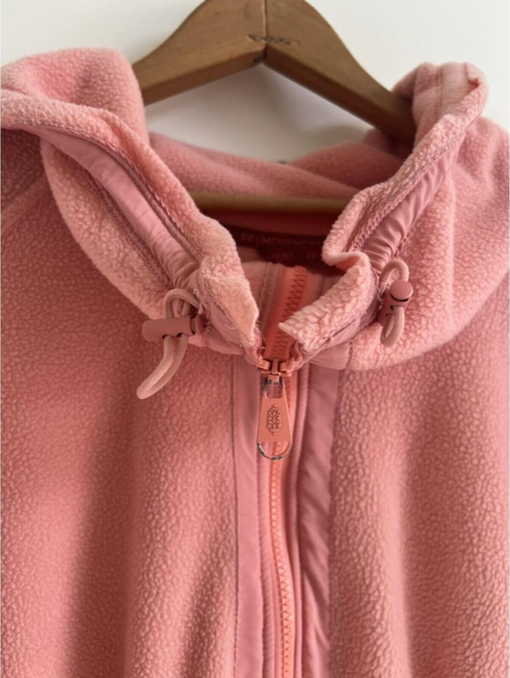 Free People Coral Pink Fleece Zip Up Women's Size M Oversized Cozy Outerwear - Picture 3 of 9